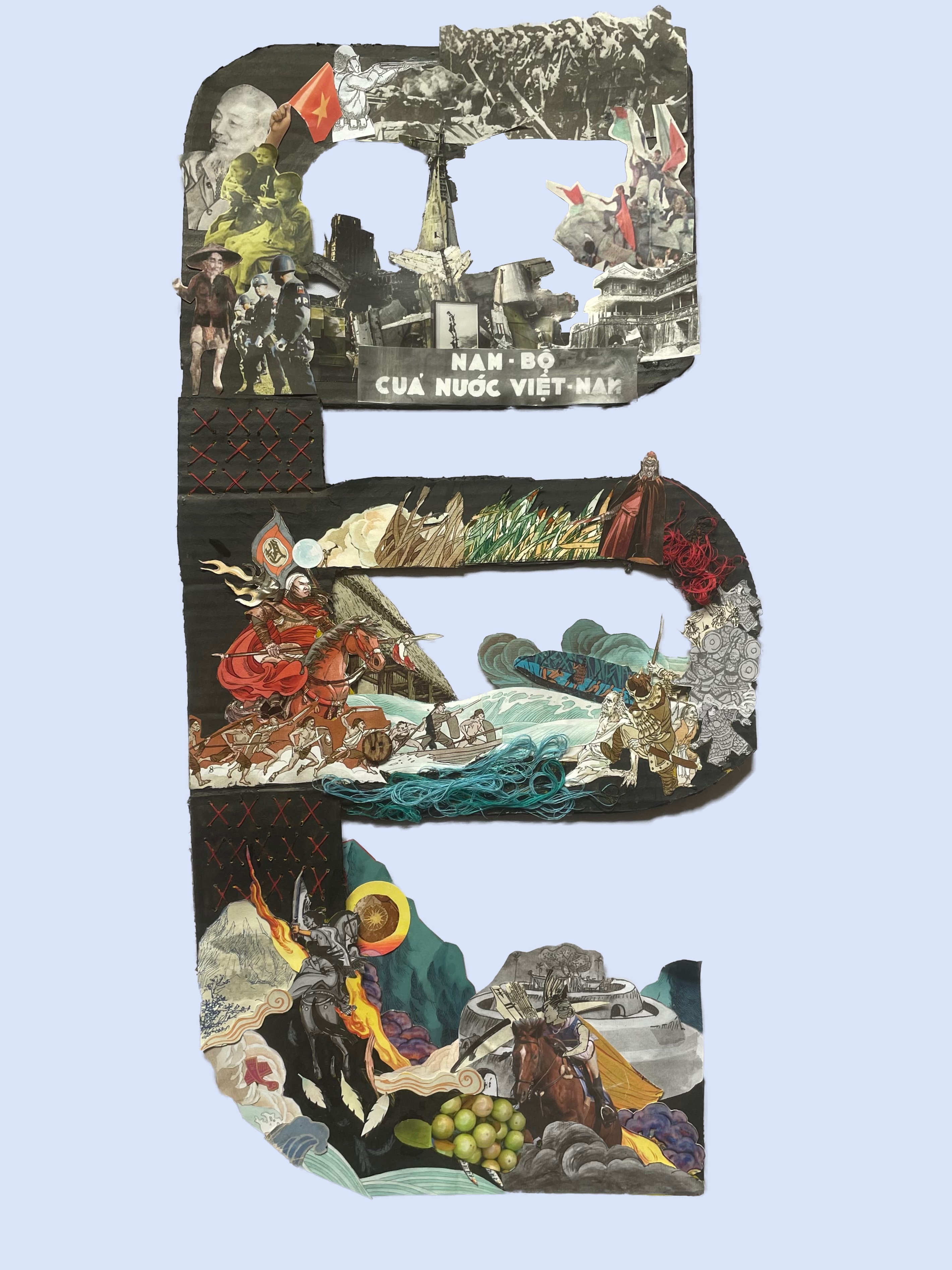 A photo of a collage on Vietnamese history