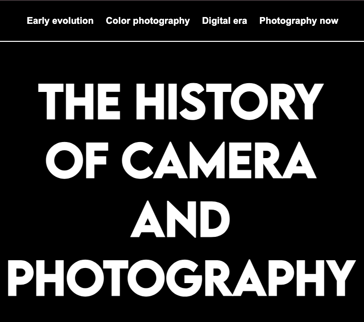 Picture of the homepage of a website about photography and camera.